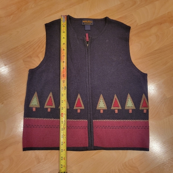 Woolrich Holiday Christmas Tree Full Zip Up vest size M Vintage - Picture 6 of 7